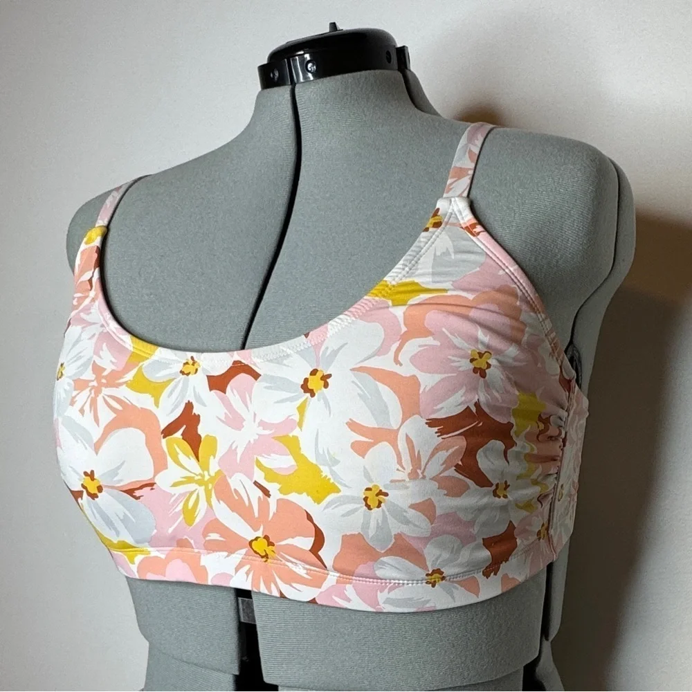 Pink and Orange Floral Bikini Top